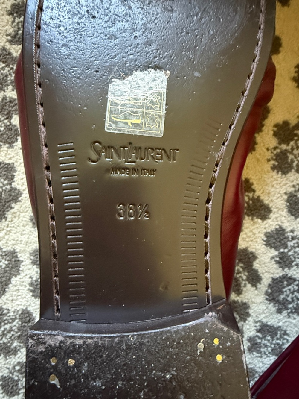 Saint Laurent Burgundy Leather Penny Loafers - Picture 10 of 15